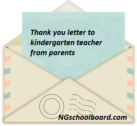 Thank you letter to kindergarten teacher from parents