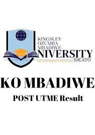 KO MBADIWE Aggregate Score for All Courses